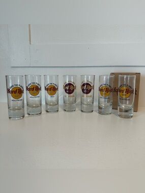 Seven Hard Rock Cafe Logo Shot Glasses, Vintage